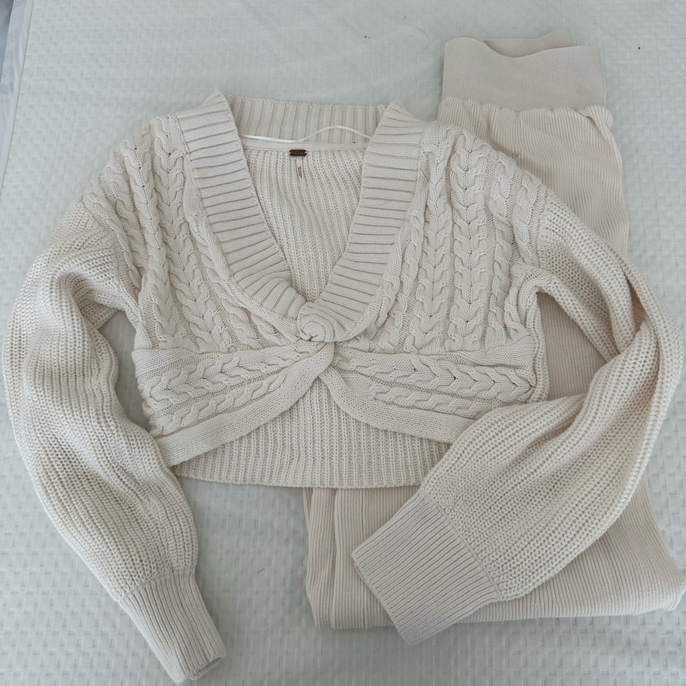 FREE PEOPLE Emilie Sweater SET In White Whisper